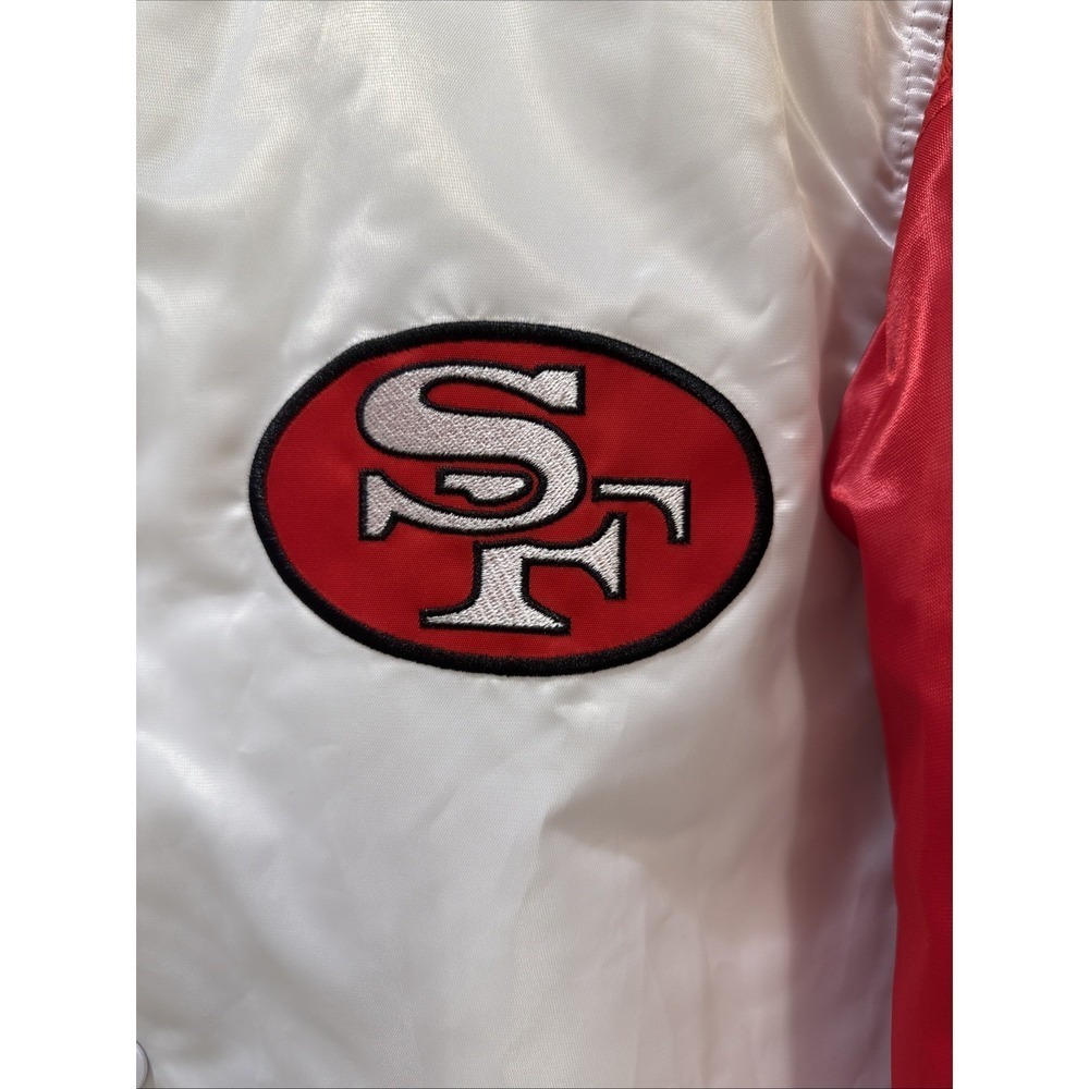 White/Scarlet San Francisco 49ers Historic Logo Renegade Satin Varsity Jacket - Picture 2 of 7